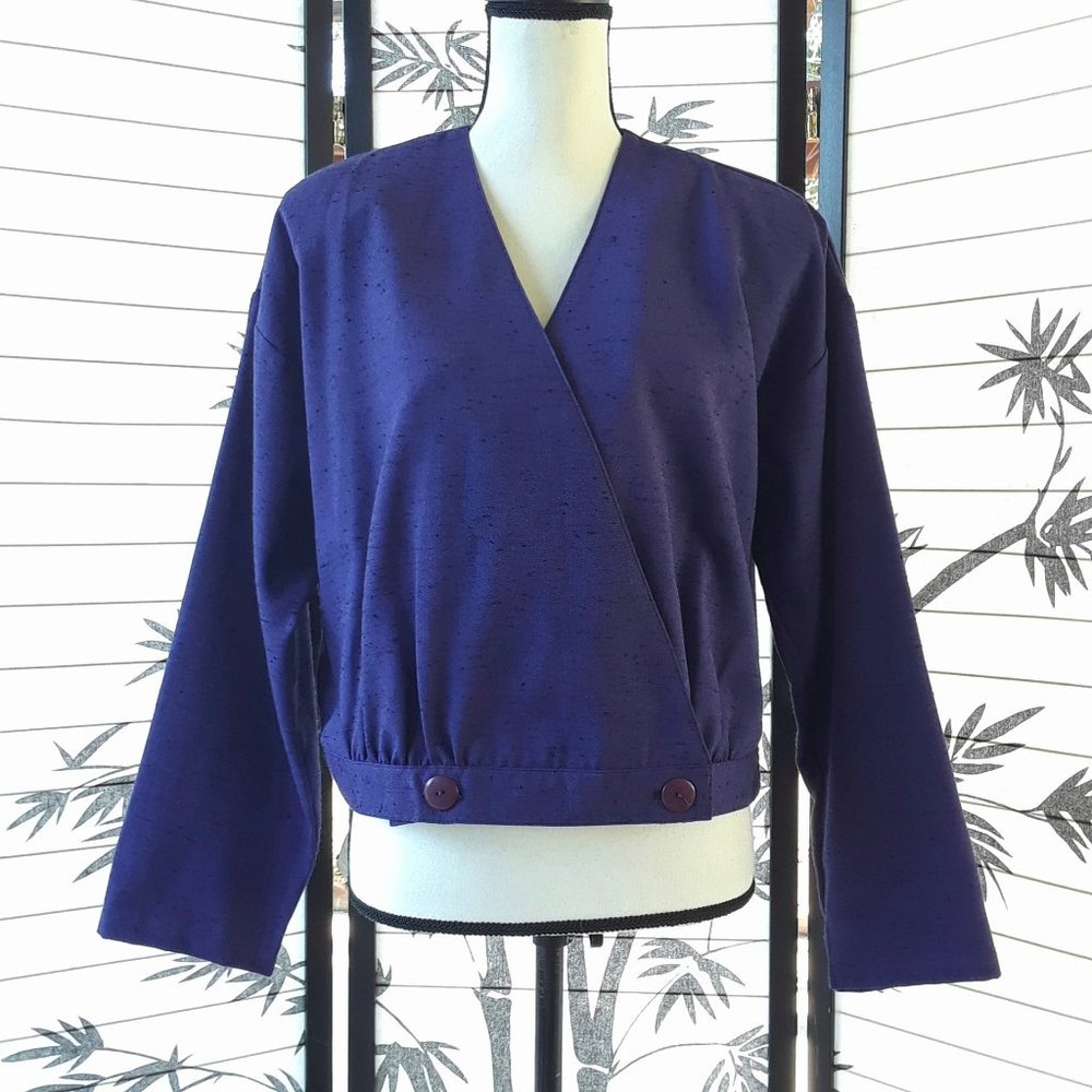 Vintage 1980s Purple Fleck Surplice V Neck Jacket